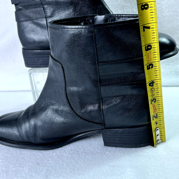 Nine West Boots Womens 9.5M Justthis Ankle Black Leather Buckle Strap Zip Boho - Picture 12 of 14
